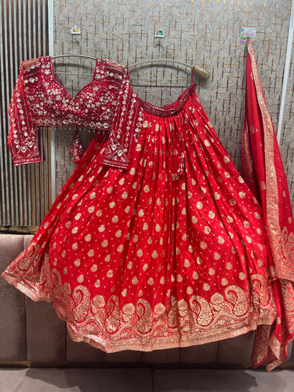Hot Pink Crop Top Lehenga