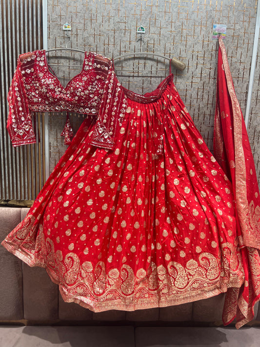 Hot Pink Crop Top Lehenga
