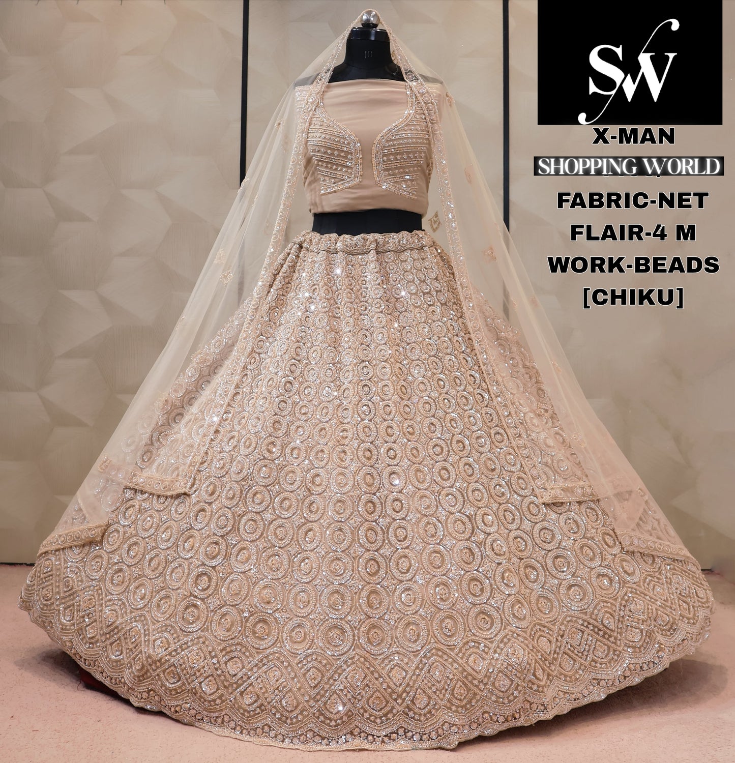 Net Chiku Golden Lehenga