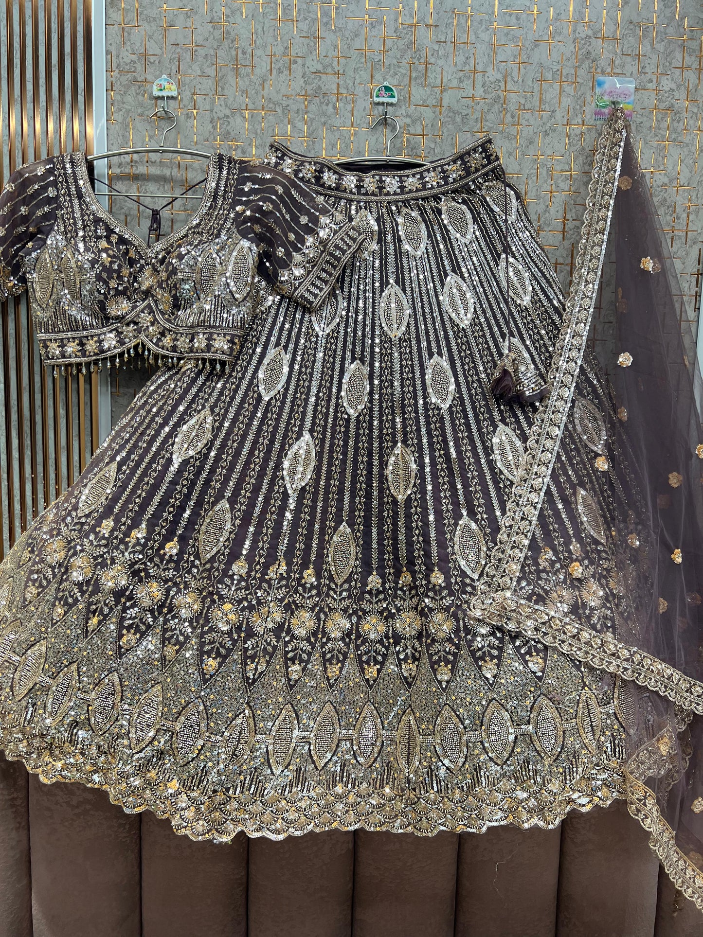 Rust Orange Crop Top Lehenga