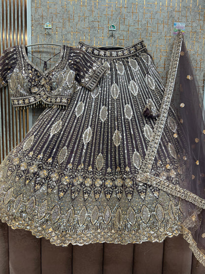 Rust Orange Crop Top Lehenga