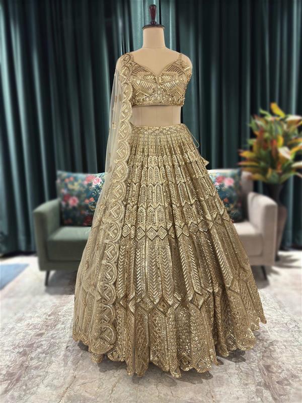 Fabulous peacock golden crop top Lehenga happy customer