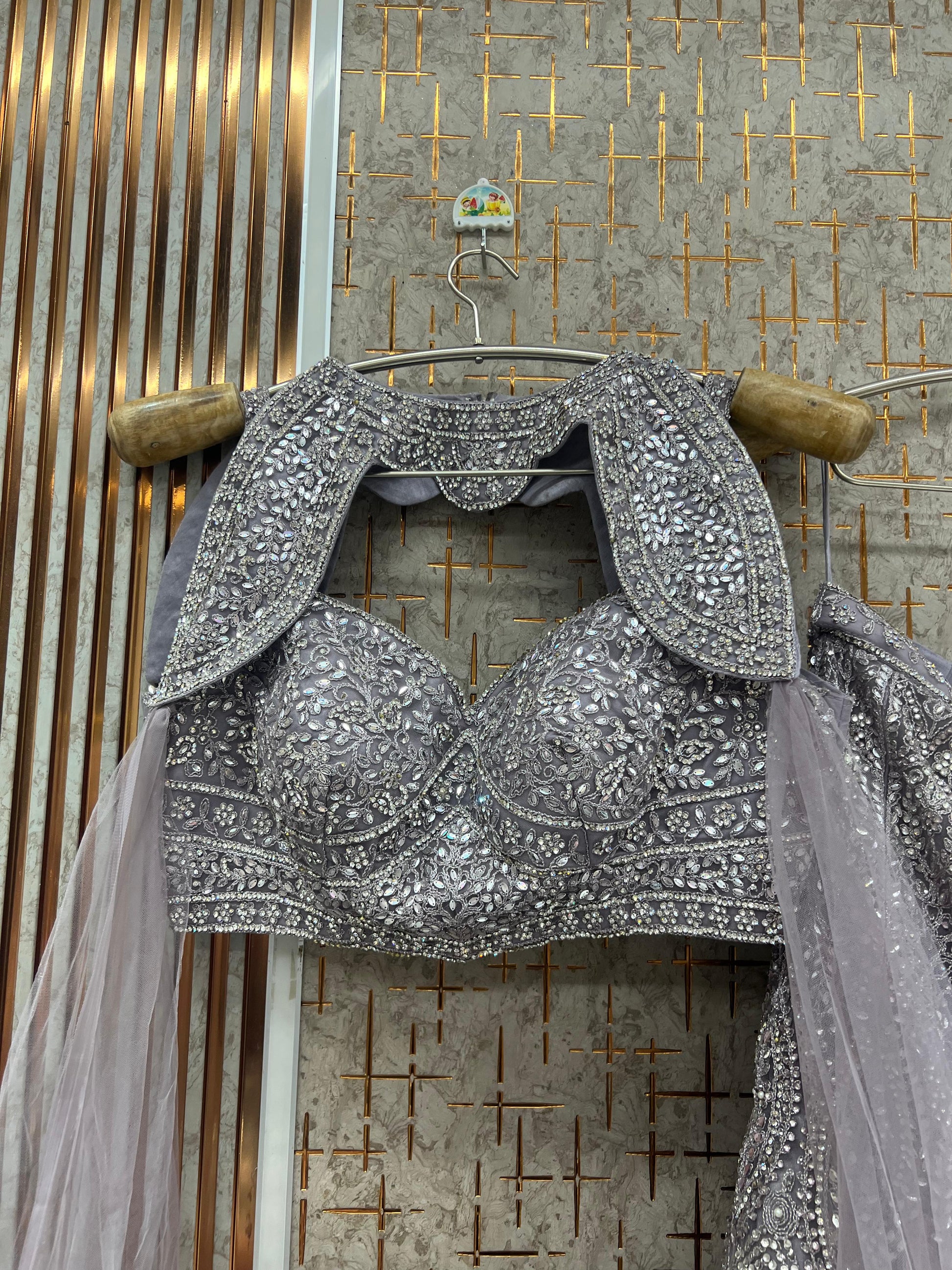 Cream White Fish Cut Crop Top Lehenga - Shopping World