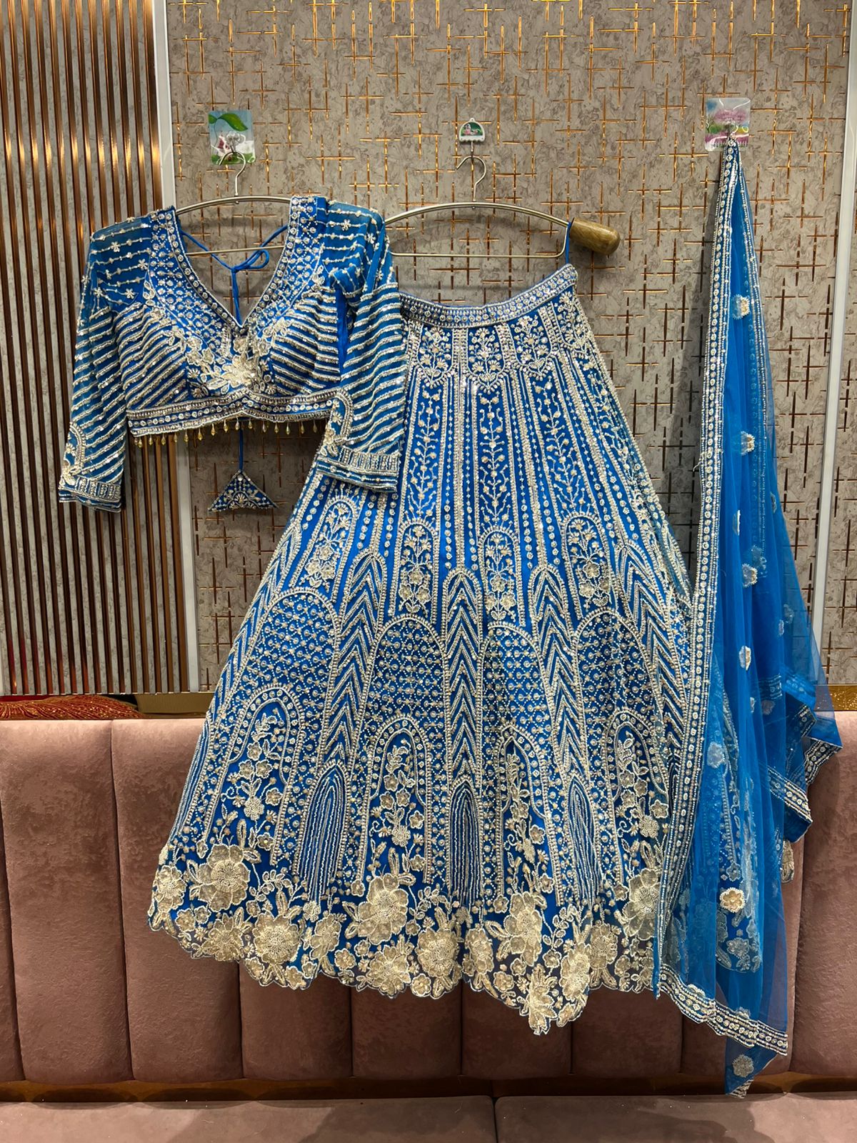 Stunning Blue crop Top Lehenga
