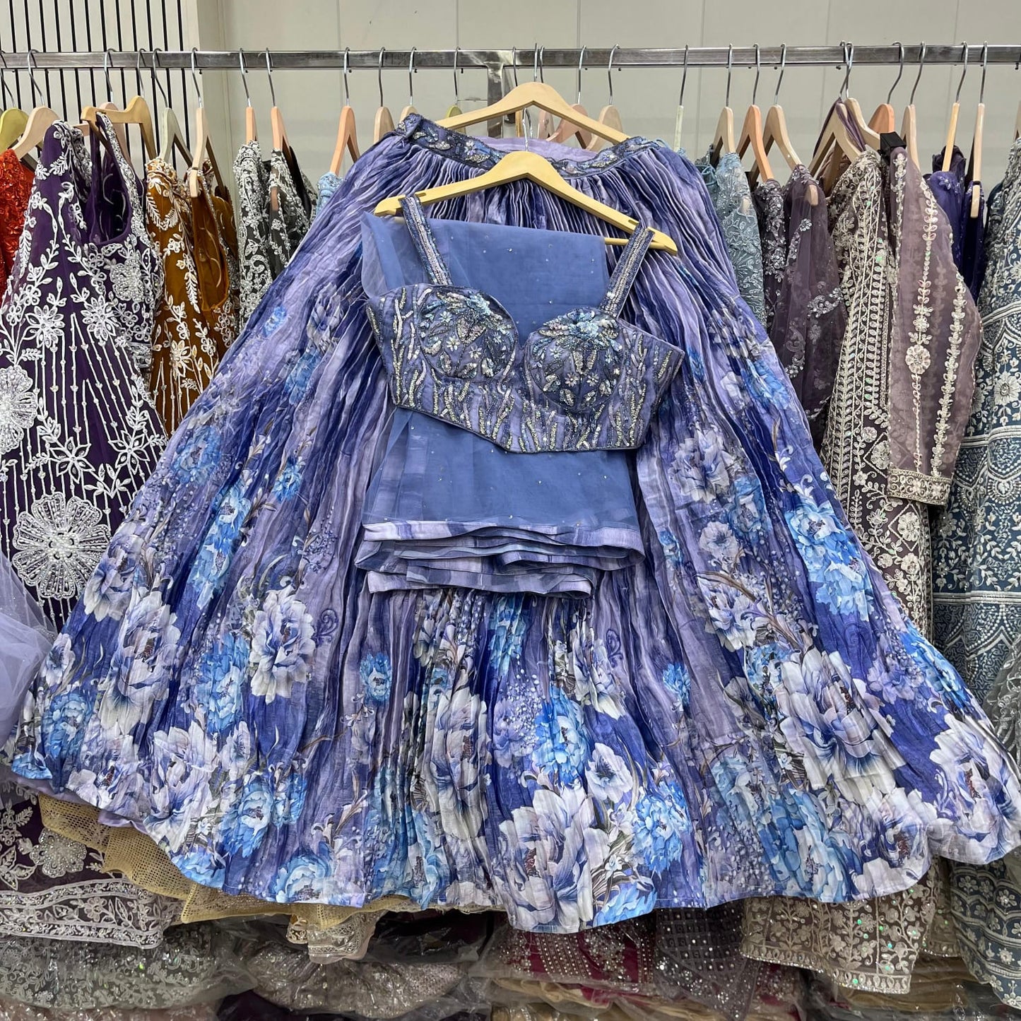 Purple crop Top Lehenga