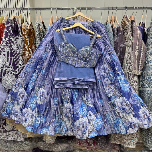 Purple crop Top Lehenga