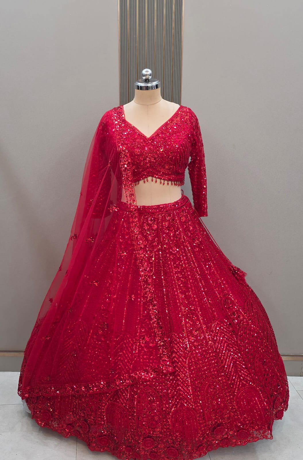 Lovely Hot pink on pink Monotone Crop Top Lehenga