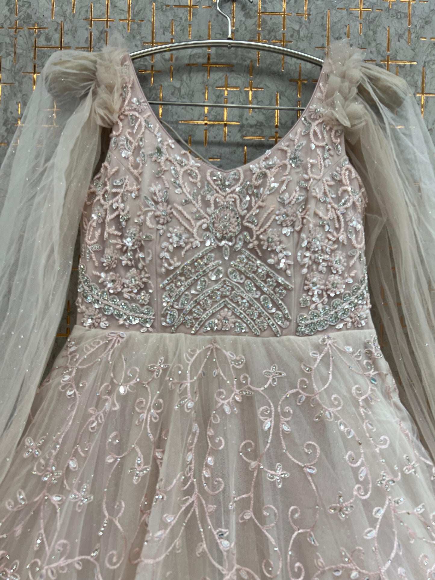 Sky Blue Heavy Handwork Gown