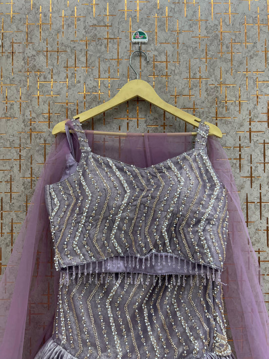 Beige Golden Crop Top Lehenga - Shopping World