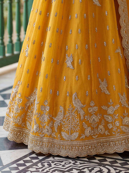 Sea Green Organza Tissue Fabric Lehenga 1247