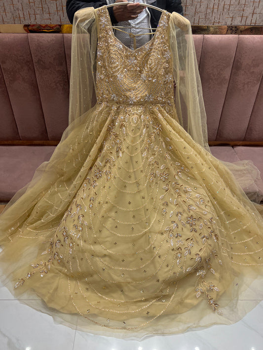 Beige Golden Heavy Gown