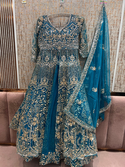 Rust Orange Farshi garara muslim Bride Long Indo Dress