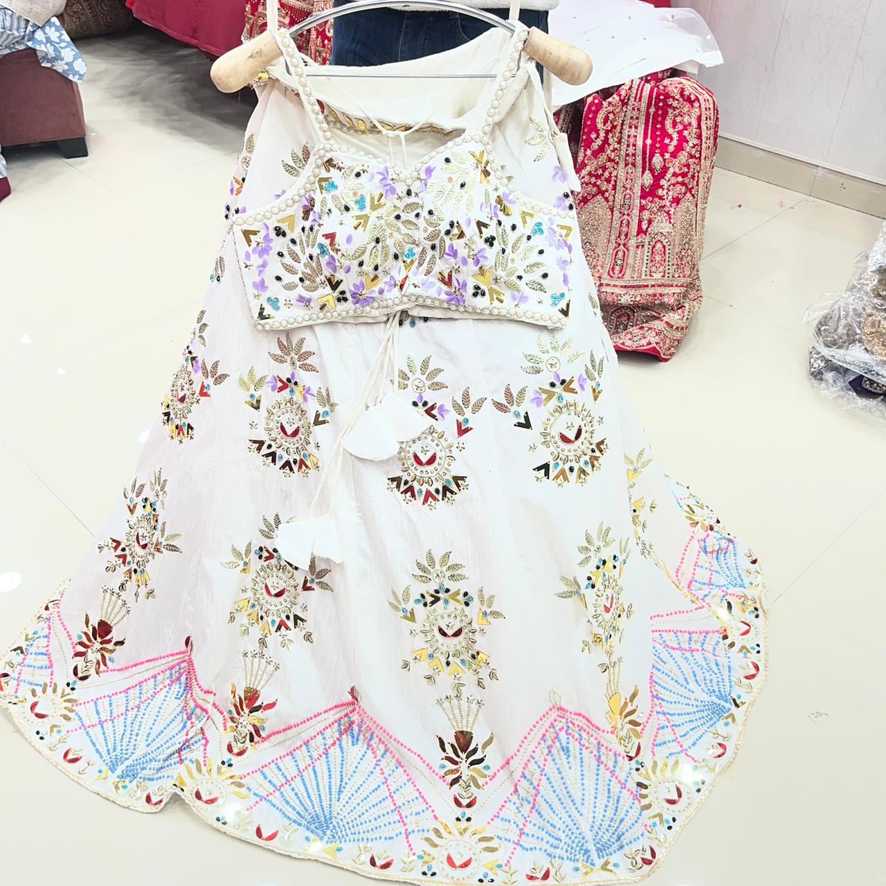 Amazing White Pdp crop Top Lehenga