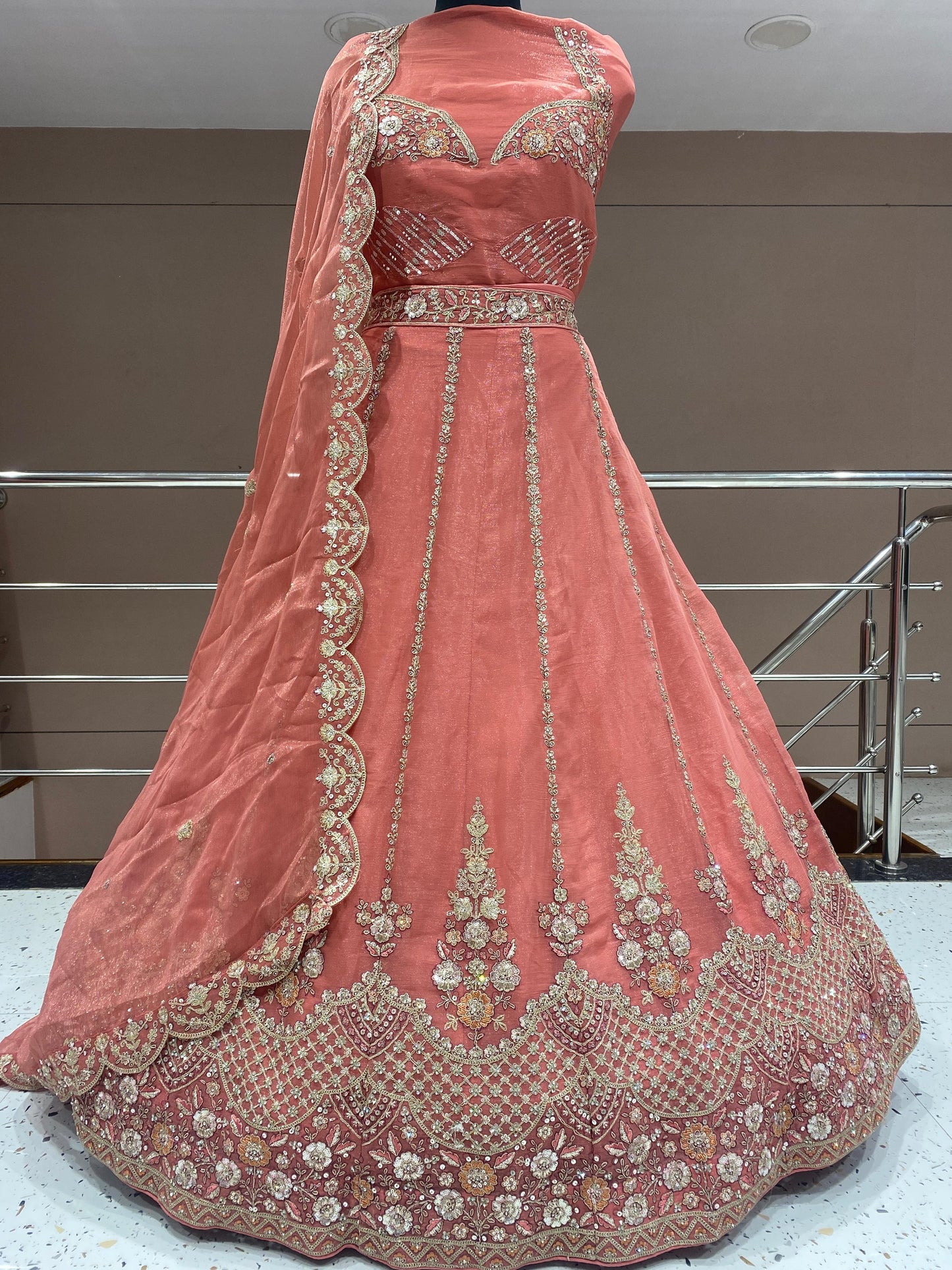 Peach Designer Lehenga