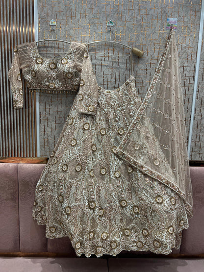 Brown Crop Top Lehenga