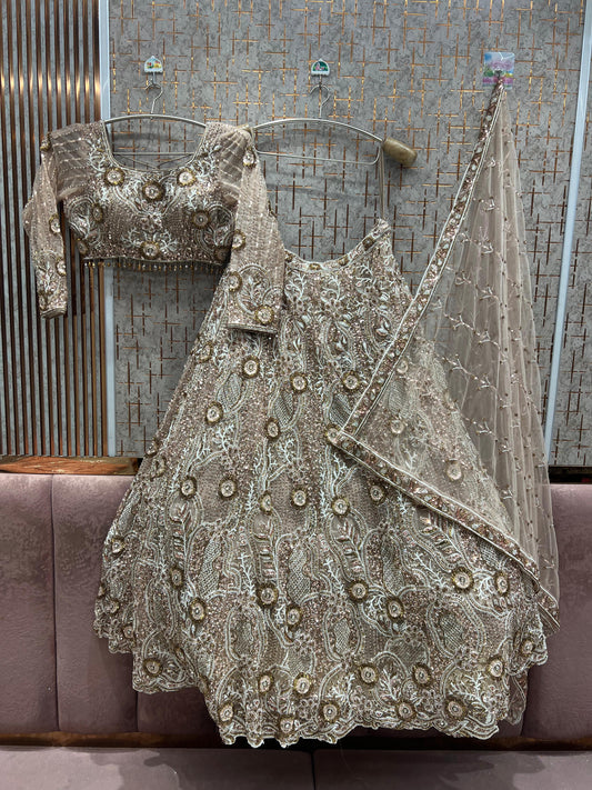 Brown Crop Top Lehenga