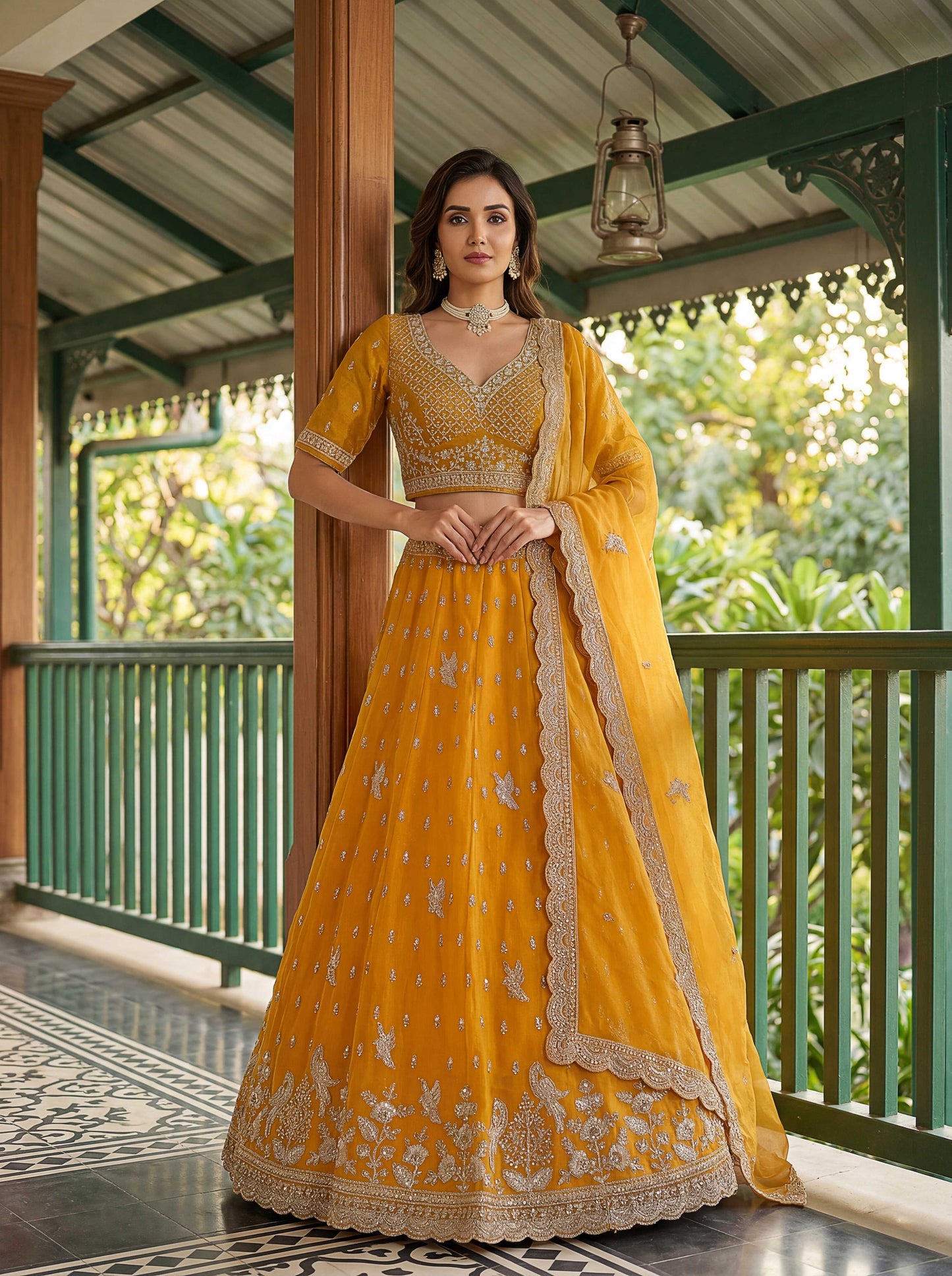 Sea Green Organza Tissue Fabric Lehenga 1247