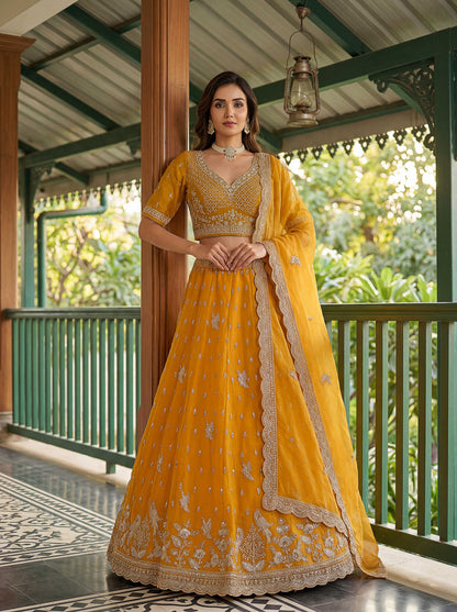 Sea Green Organza Tissue Fabric Lehenga 1247