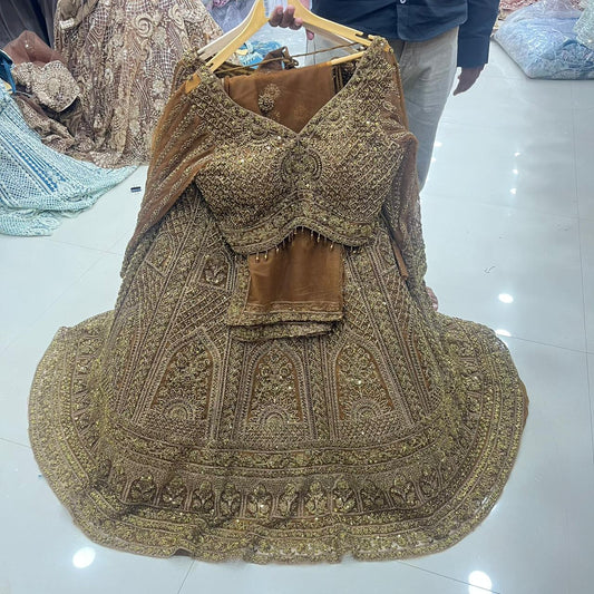 Mustard Crop Top Lehenga