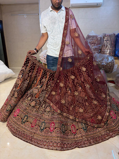 Maroon bridal designer  Lehenga