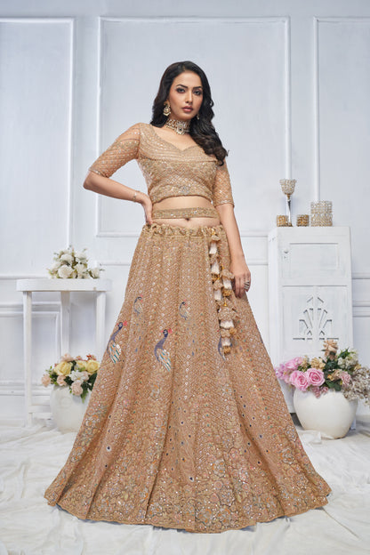 Awesome peach peacock lehenga