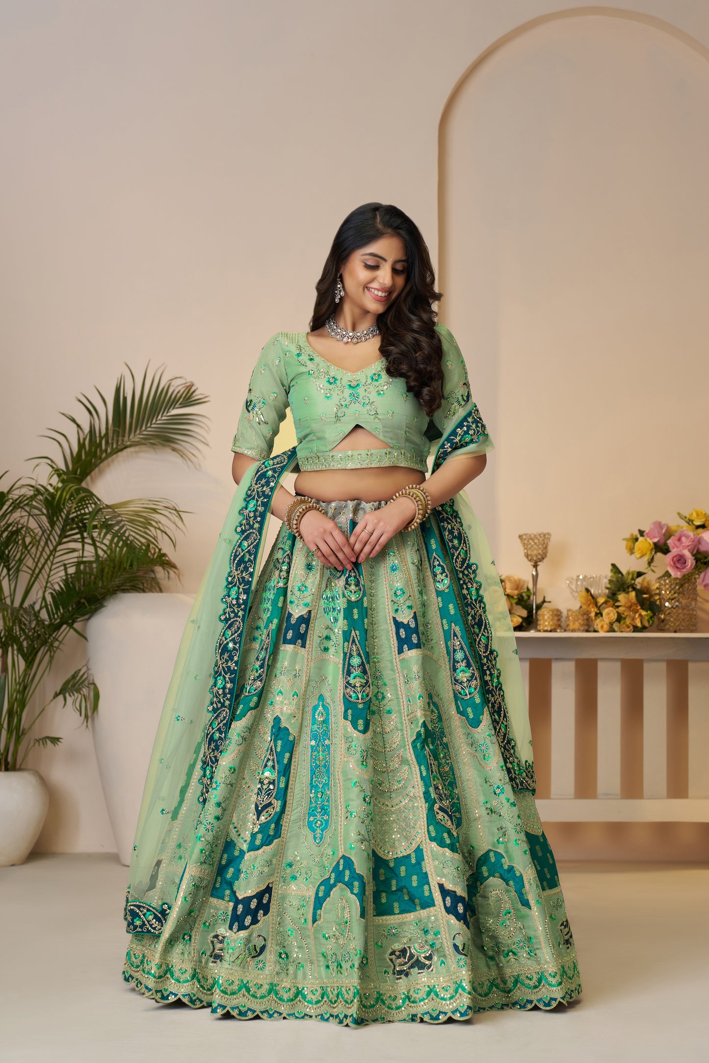 Khoobsurat green girlish lehenga 492