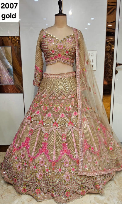 Olive Green Crop Top Lehenga