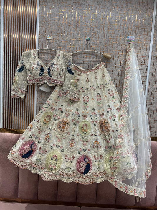White Peacock Crop top Lehenga - Shopping World