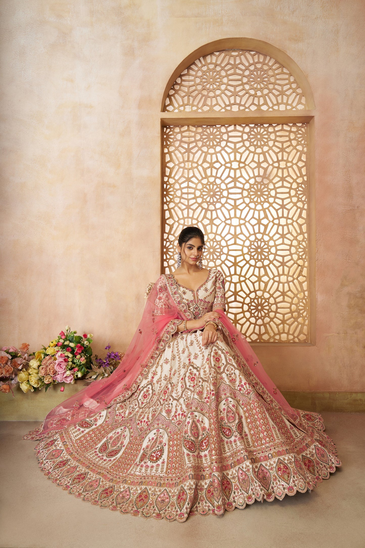 Majestic white girlish lehenga 14