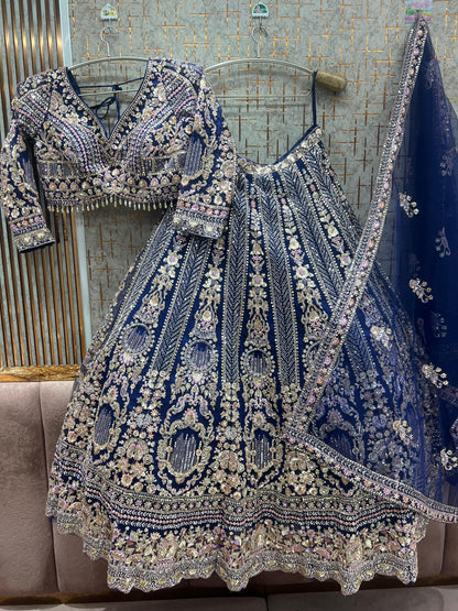 Stunning Beige Golden Crop top Lehenga