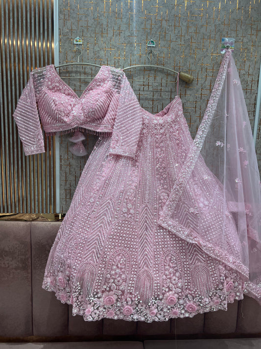 Stunning Pink crop top Lehenga