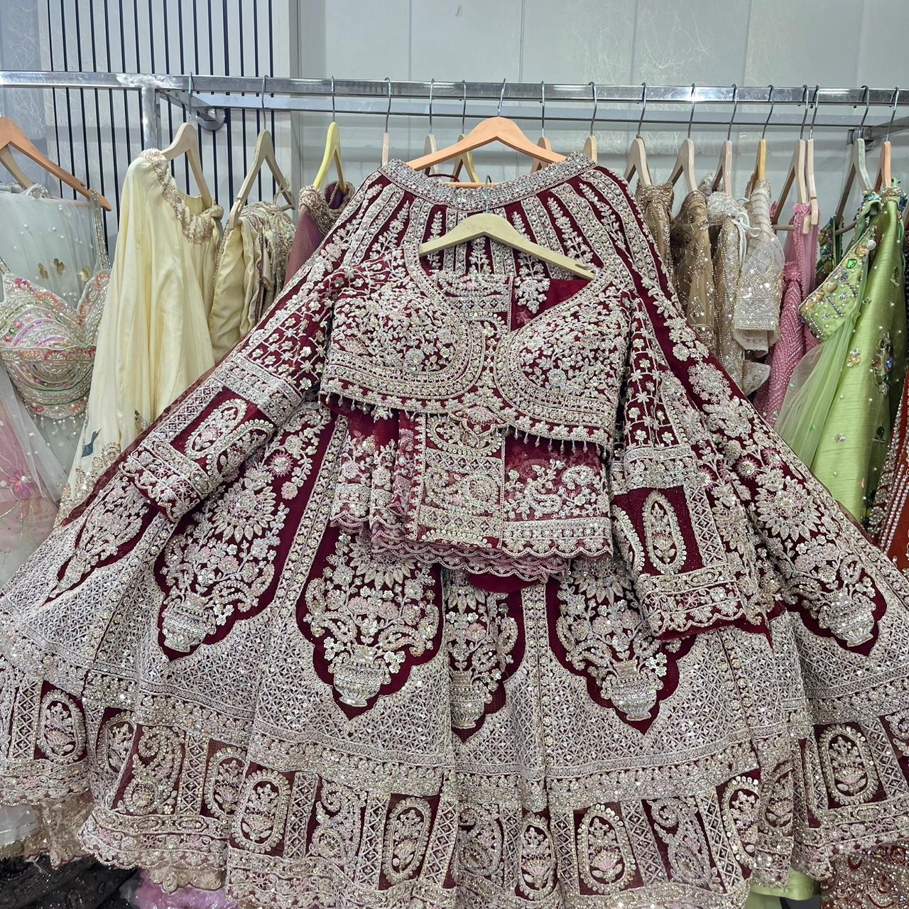 Maroon Crop Top Lehenga
