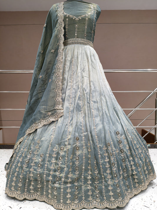 Sea Blue Designer Lehenga
