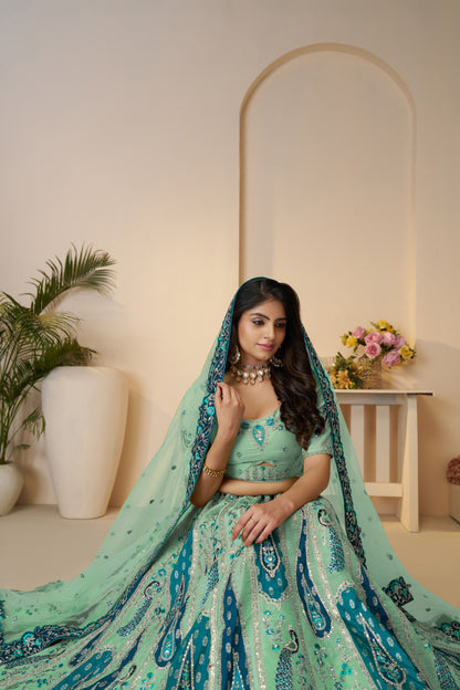 Awesome sky blue girlish lehenga 484