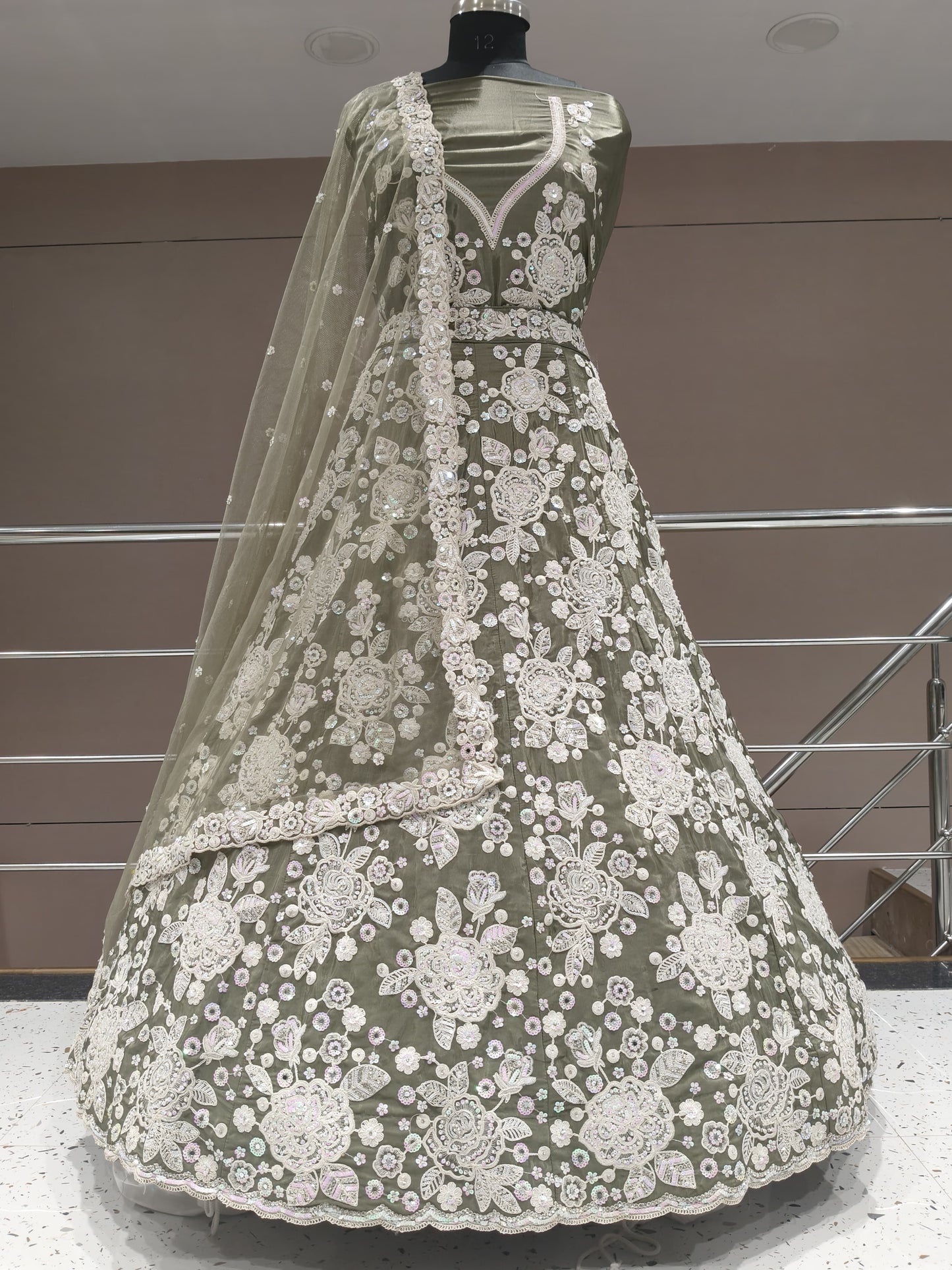 Majestic mehendi green flower floral lehenga