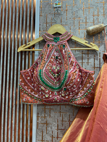 Rust orange Crop Top Lehenga