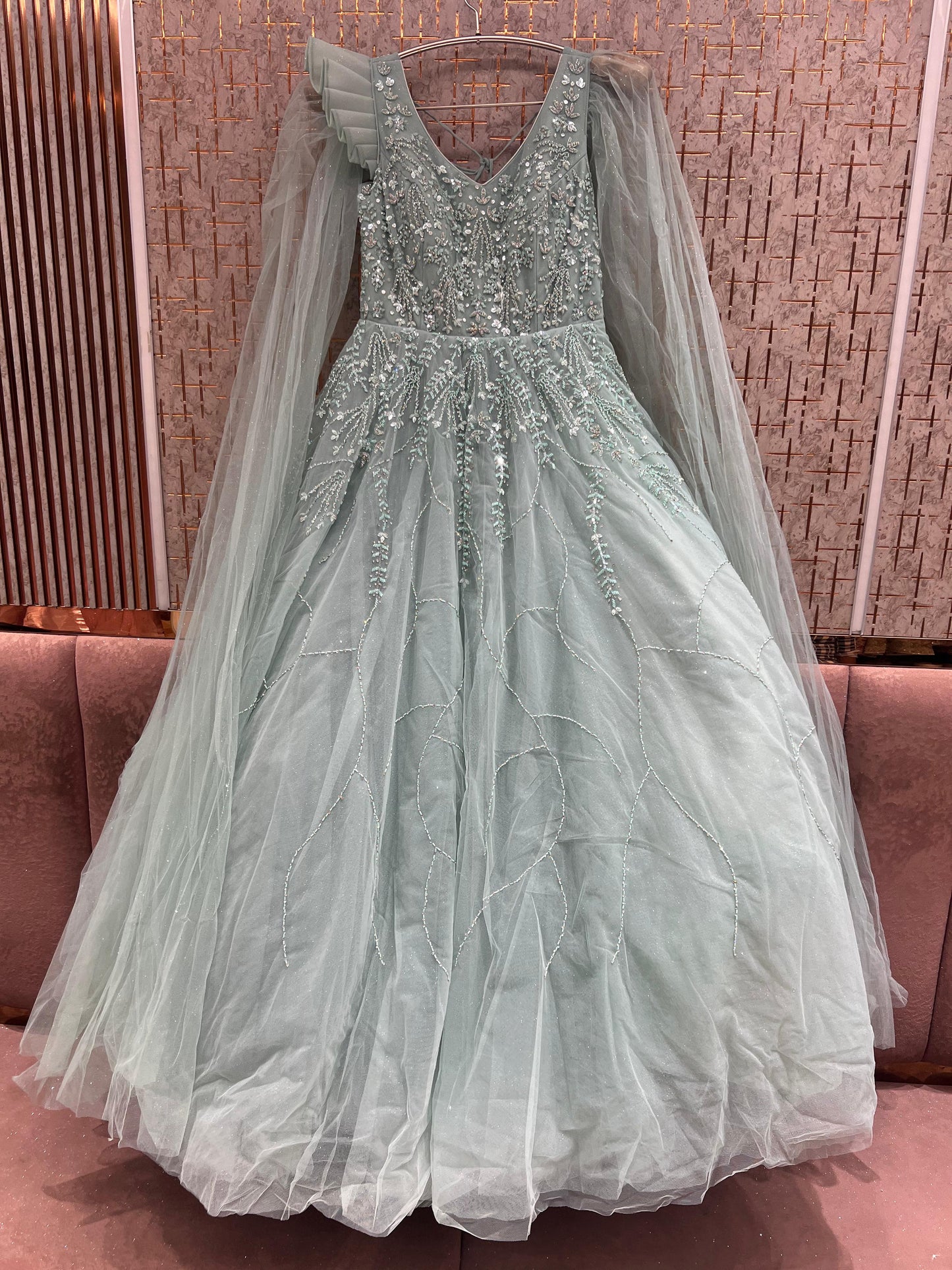 Sky Blue Heavy Handwork Gown