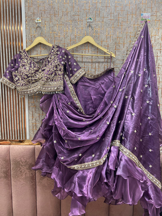 Purple Crop Top Lehenga - Shopping World