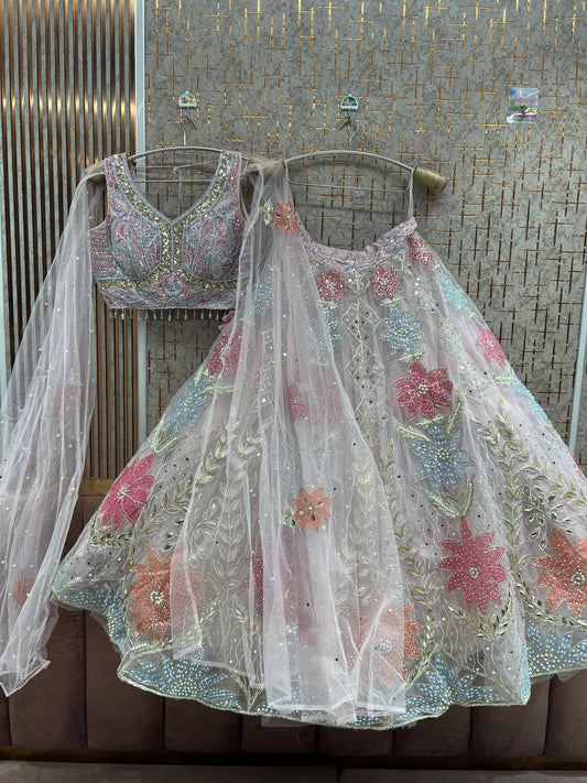 Baby Pink Pdp crop top Lehenga