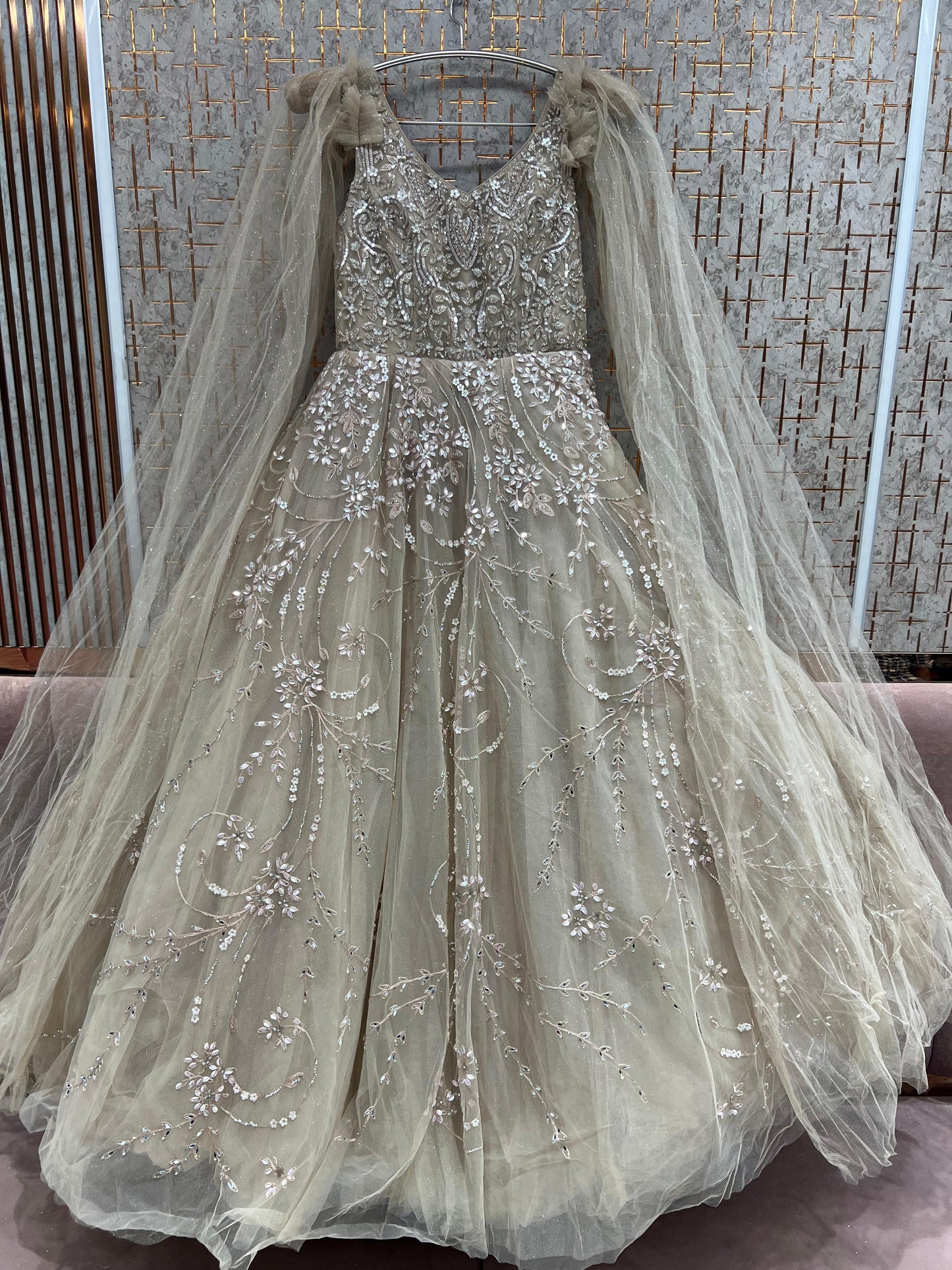 Peach Heavy Handwork Gown