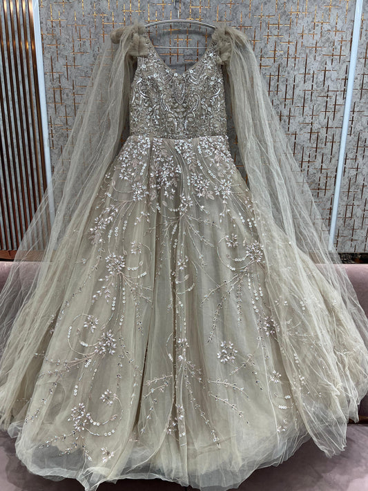 Peach Heavy Handwork Gown