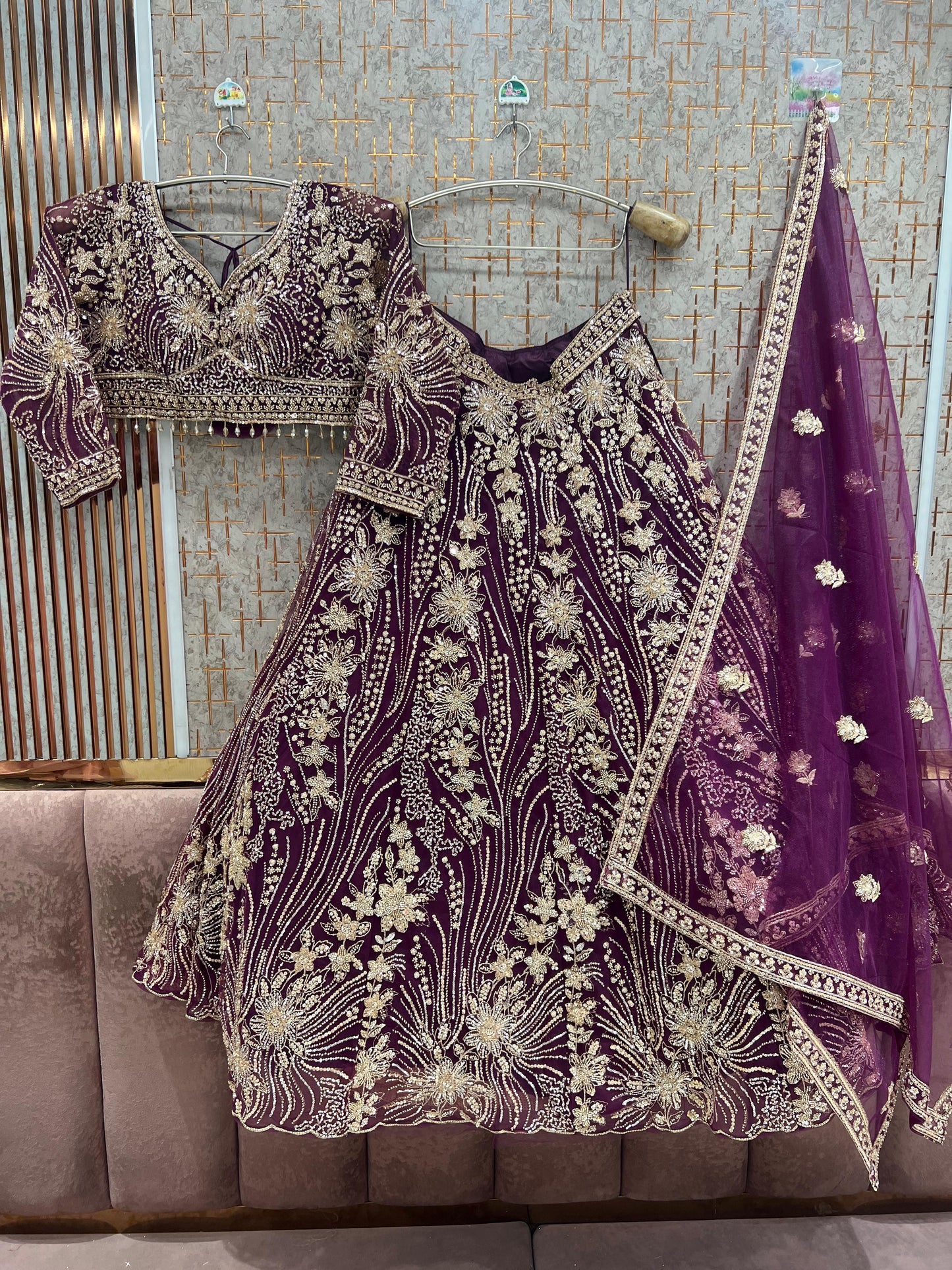 Hot pink Crop Top Lehenga