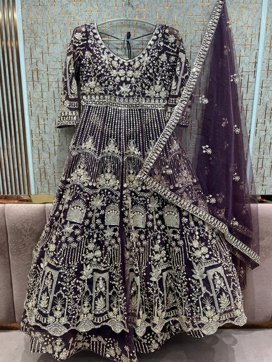 Glamorous Purple Farshi garara muslim Bride Special Dress