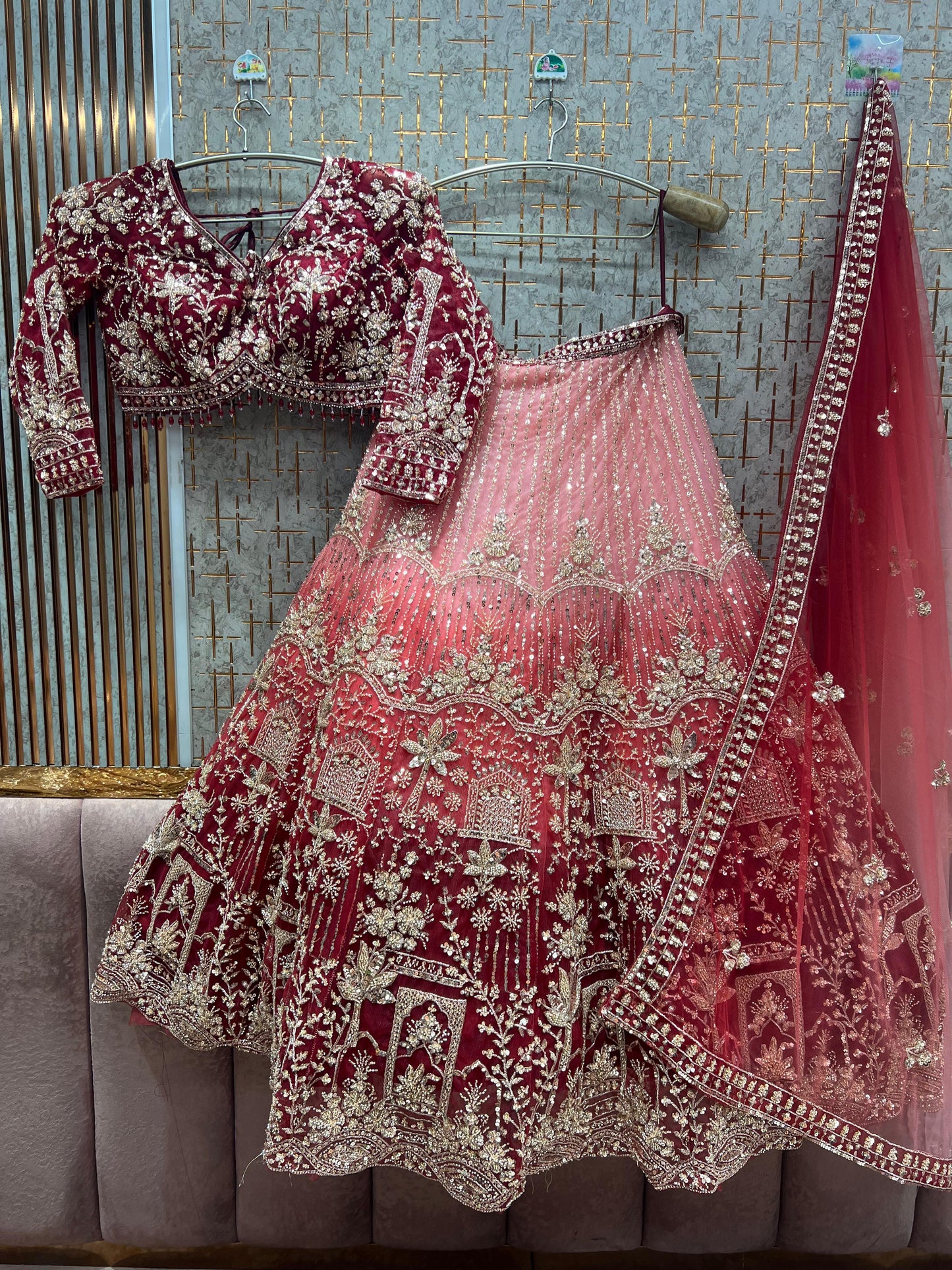 Engaging Sky blue Double Shade Crop top Lehenga