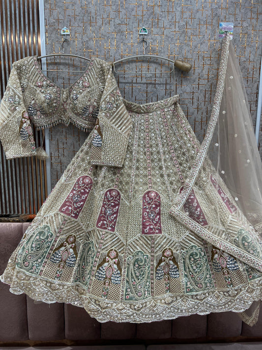 Golden Peacock Crop Top Lehenga