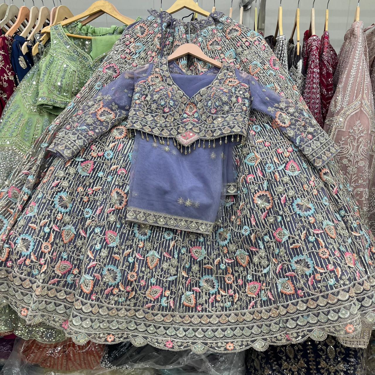 Blue Crop Top Lehenga