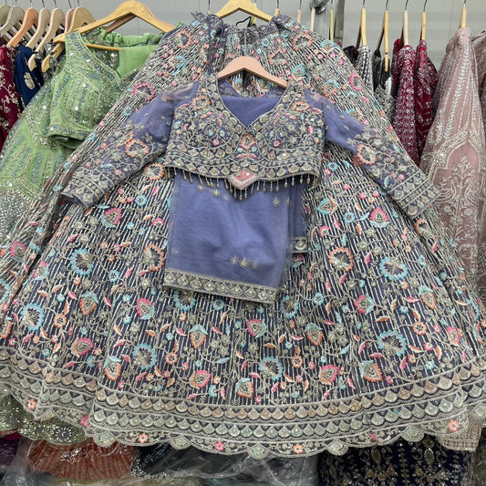 Blue Crop Top Lehenga