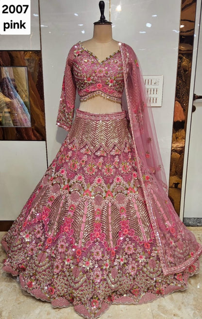 Olive Green Crop Top Lehenga