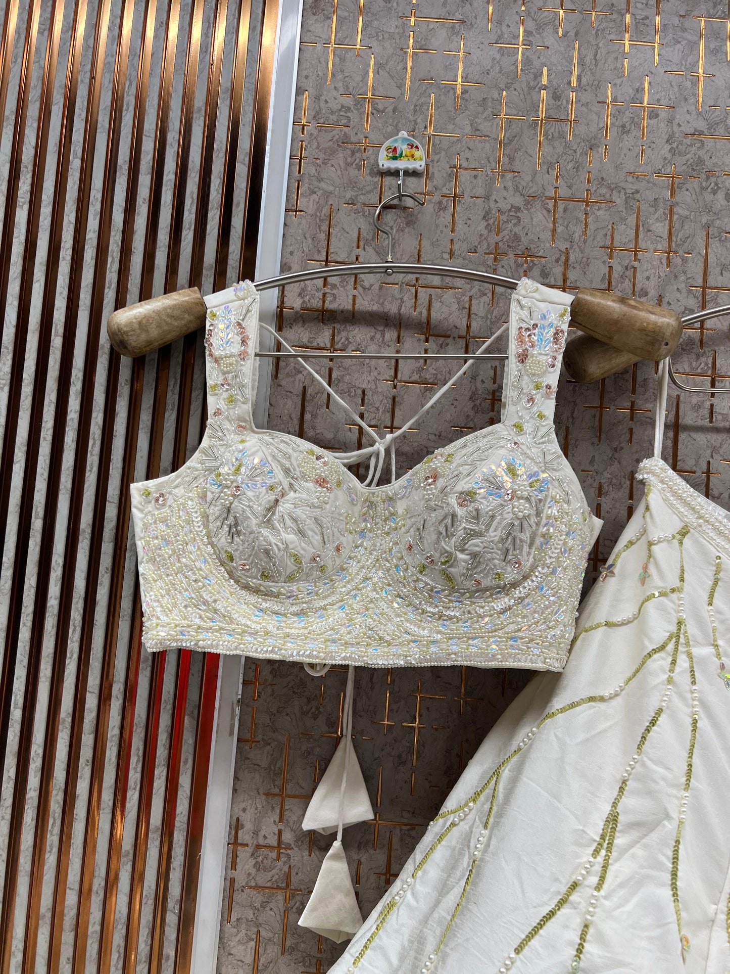 White pdp Crop Top Lehenga