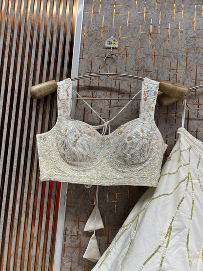 White pdp Crop Top Lehenga